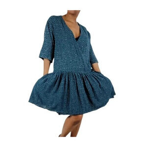 One Teaspoon Wrap Dress Women's Sz S Starry Night Navy Blue White Dot NEW